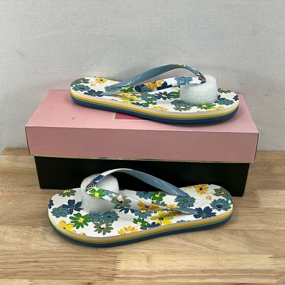 Kate Spade Flyaway Flip Flop- Floral Medley Parch- Size 5 B- NIB - Picture 1 of 8